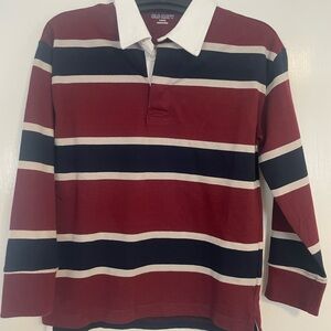 Old Navy Bold Striped Rugby Shirt - Burgundy, White, and Navy